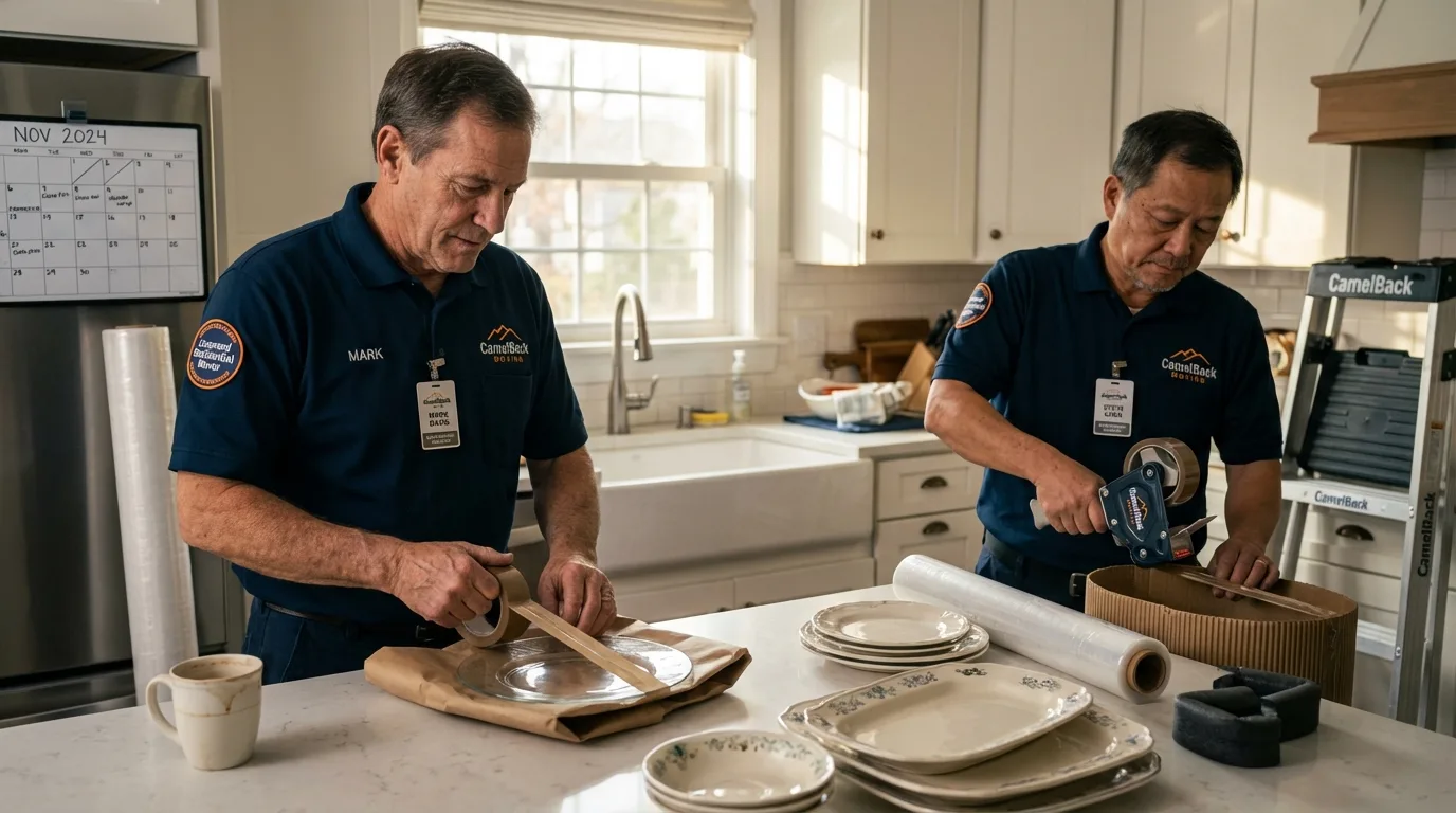 Professional crew packing kitchen dishware in Big Lake, MN